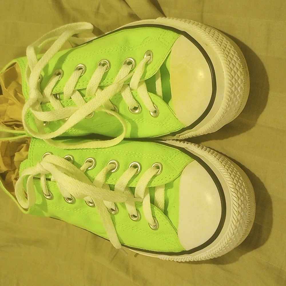Converse , Neon green, mens 8, women's size 10, EUC - Picture 7 of 7